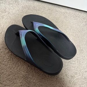 Black and Blue Flip Flops